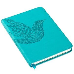 Brand New Embossed Bird Turquoise Faux Leather Notebook 160 Lined Pages